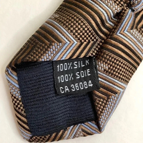 2/$30 VINTAGE Brown Woven Italian Silk Tie Eclectic Grandpa Style - Picture 9 of 11